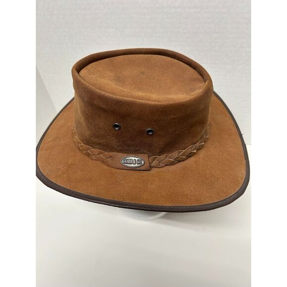 Tan Suede Leather Cobb & Co Bush Hat Very Good Condition Vintage Small - Picture 1 of 6